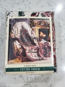 Jacquard Woven Cotten Throw Christmas Tree New In Bag 100% Cotton 46 X 67 In. - Picture 1 of 3