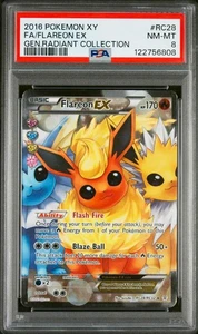 PSA 8 Pokemon NM-MT Flareon EX XY Generations Radiant 2016 Holo RC28/RC32 - Picture 1 of 3