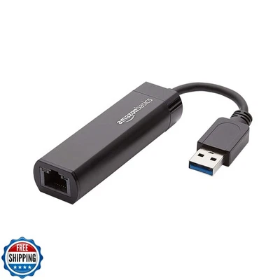Amazon Basics USB 3.0 to 10/100/1000 Gigabit Ethernet Internet Adapter, Black - Image 1 of 4
