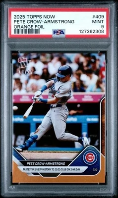 2025 Topps Now Fastest To 25/25 Orange #409 Pete Crow-Armstrong Cubs/25 PSA 9 Foto 1 de 2