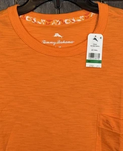 Tommy Bahama LARGE fireball Orange Bali Beach Crew Short Sleeve T Shirt - Picture 1 of 10