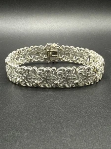 7,5 Zoll Sterlingsilber Fleur de Lis durchbrochenes Armband 23 g 925 R27  - Bild 1 von 6