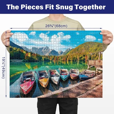 1000 Pieces Challenging Puzzles for Adults Game Night Home Decor Fusine Lake - Image 1 of 4