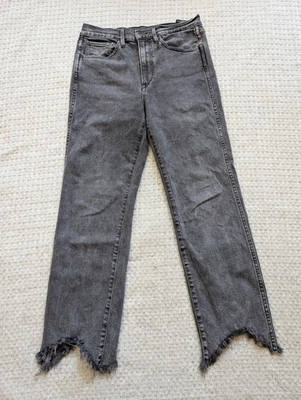 3x1 Jeans Womens 28 Gray Denim High Rise Raw Frayed V Hem Made in USA WAHWQ066 - Image 1 of 4