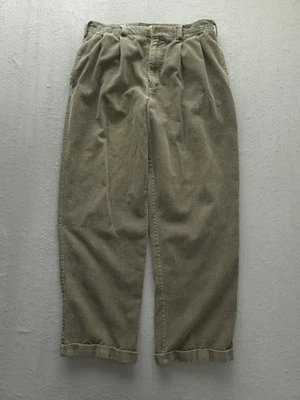 Vintage 2000s Rue 21 OD Green Faded Corduroy Pleated Pants Relaxed Fit 33 x 29 - Image 1 of 4
