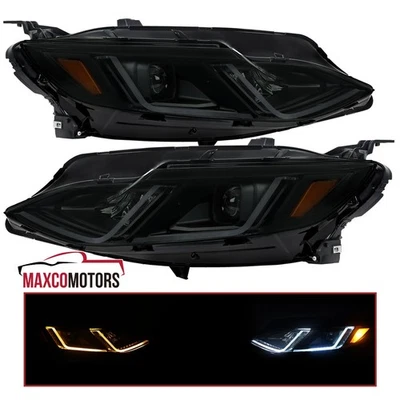 Black Smoke Projector Headlights For 2019-2024 Chevy Malibu Sequential LED Strip Foto 1 de 4