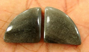 24,15 ct natürlicher Obsidian Paar lose Edelstein Cabochon Draht Verpackung - 28694 - Bild 1 von 2