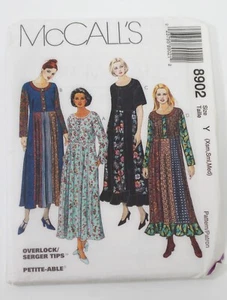 McCall's Pattern 8902 Contrast Empire Maxi Dress Miss & Petite Size XS S M Uncut - Picture 1 of 2