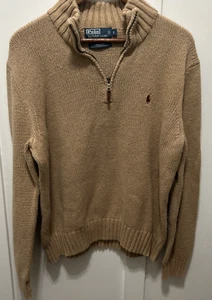 Suéter Pullover Polo Ralph Lauren 1/4 Cremallera Tostado 100% Algodón Talla Grande Suéter - Imagen 1 de 14