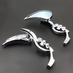 Skull Teardrop Rearview Side Mirror Cruiser Sportster Street Glide XL VTX VN XVS - Picture 1 of 8
