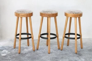 1 x alter Barhocker Sitz Stuhl Hocker Rund 38cm Ø x 87cm Höhe Holz Theke - Bild 1 von 9