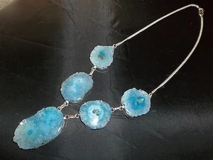 HERMOSO COLLAR ARTESANAL DE PIEDRAS PRECIOSAS DE CUARZO SOLAR 22 3/4" BONITO REGALO DE JOYERÍA - Imagen 1 de 4