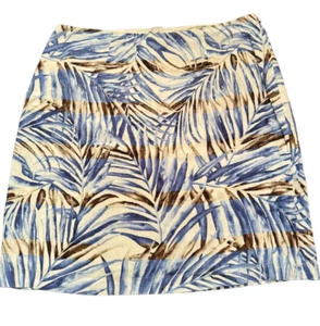 Tommy Bahama Falda Tropical Lino Mujer 8 Blanco Azul Cremallera Lateral Hawaiana - Imagen 1 de 5