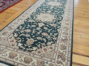 2x8 Tabrize RUNNER Orientteppich Wolle handgeknotet grün beige taupe rost - Bild 1 von 12