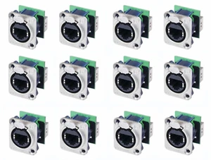 (12er-Pack) Neutrik NE8FDP CAT 5/6 RJ45 Feed-Thru D Serie Panel Mnt Buchse - Nickel - Bild 1 von 1