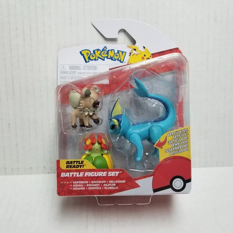 Vaporeon Rockruff Belossom Pokemon Battle Feature Figures Deluxe Set new 2023 Cover