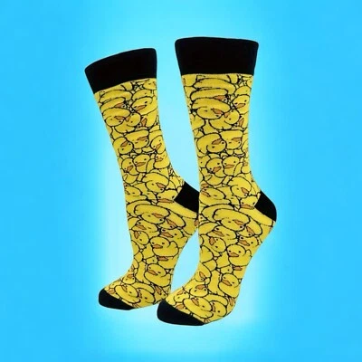 Calcetines Locos Talla Grande 9-13 Pato Crew Golfista Informales Retro Funky Amarillo Paco Nuevos Foto 1 de 4