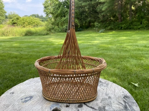 Vintage Thai Open-work Rattan And Bamboo Fisherman’s Monofilament Basket Cover