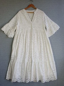 Ruby Yaya Dress Sz Extra Large White Broderie Anglaise Cotton Resort Boho Event - Picture 1 of 12