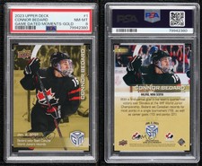2023 Upper Deck All-Sports Game Dated Moments Gold Connor Bedard #1 PSA 8