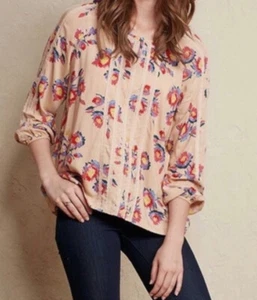 Matilda Jane Kaia Tan Floral Boho Lace Detail Peasant blouse shirt Size M - Picture 1 of 10