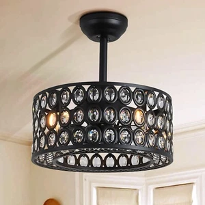 Modern black American Style Ceiling Fan Light with Remote - Picture 1 of 12