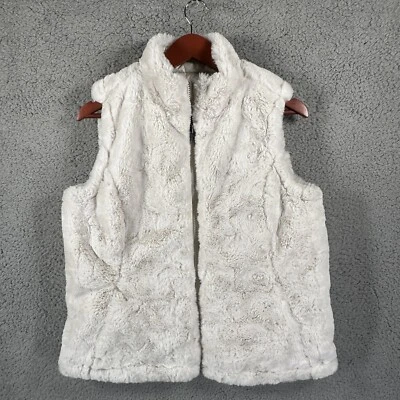 Chaleco Nicole Miller de piel sintética para mujer pequeño marfil reversible cremallera completa suave boho Foto 1 de 4