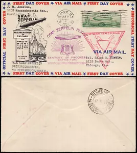 SAVOYSTAMPS - USA Cover - Graf Zeppelin flown FDC 1933 - C18 - NYC Oct 2nd 1933 - Picture 1 of 1
