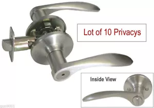 10 Privacy bedroom bathroom Satin Nickel Lever Handle Door Locks brushed Nickel - Picture 1 of 2