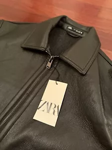 Giacca Zara nera pelle imbottita zip classica uomo taglia large uomo nuova con etichetta - Foto 1 di 6