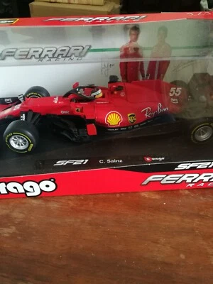 Ferrari sf21 55 carlos sainz scala 1:18 burago - Immagine 1 di 4