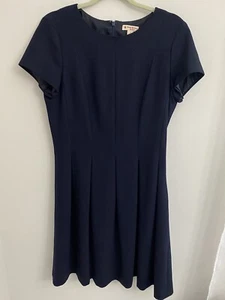 Brooks Brothers Red Fleece Dress 12 Navy Blue Solid Wool Blend Career Office - Picture 1 of 6