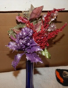 Picks Fake Flowers Mix Lot Table Decor Glitter Leaves & Flowers 4 each NIB 260A - Picture 1 of 3