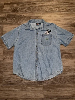 Camisa Vintage Disney Mickey Unlimited Mujer 18W 20W Azul Denim Manga Corta Años 90 Foto 1 de 4