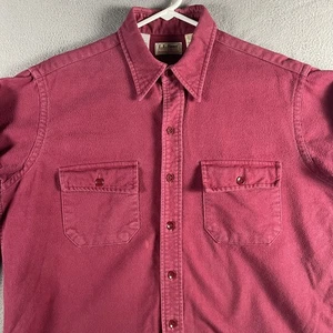 Vintage LL Bean Shirt Mens 15.5 Red Chamois Cloth Button Up Made USA 80s 90s - Picture 1 of 9
