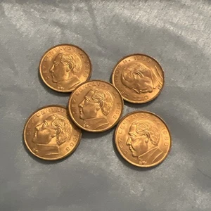 Juego de 5 MONEDAS MÉXICO 1966 DIEZ CENTAVOS BRILLANTES SIN CIRCULAR EXCELENTE CALIDAD - Imagen 1 de 3