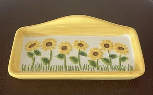 Bandeja de cerámica floral vintage de girasol para vasos o baratija - Imagen 1 de 9