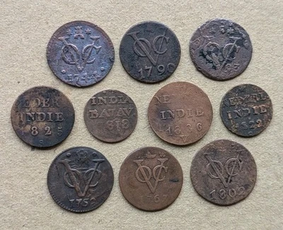 Moeda de cobre 10 peças Holanda holandesa VOC 1 duito, centavo, Stuiver 1744 - 1837_255 - Imagem 1 de 4
