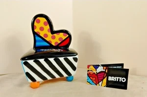 Romero Britto 2009 bunte Herz Schmuck Schale mit Original Etikett - Bild 1 von 11