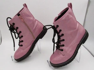 Sugar Pink Metallic Combat Boots Youth Size 2 - Picture 1 of 13