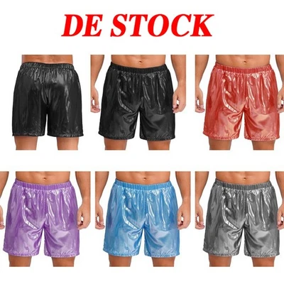 DE Herren Glänzende Boxershorts Elastischer Bund Unterwäsche Glänzende Badehose - Bild 1 von 4