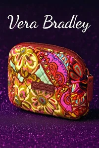 Vera Bradley "Plum Crazy" Small Cosmetic Makeup Bag - Picture 1 of 5