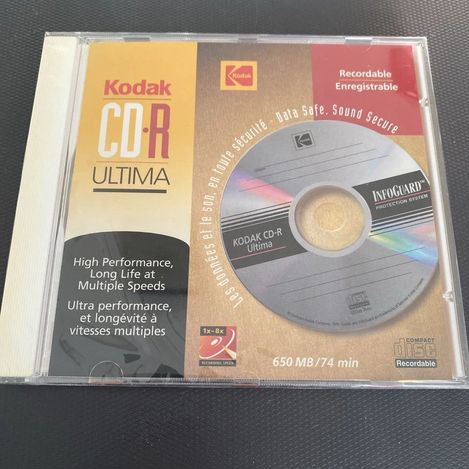 1 Original Kodak CD-R Ultima 650Mb/74min Recordable Disc Rohling 1x-8x NEU/OVP - Bild 1 von 2