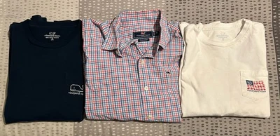 LOTE de tres camisas con logotipo de Vineyard Vines para niños mediana manga larga 12/14 Foto 1 de 4