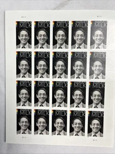 Harvey Milk Briefmarken Bogen mit 20 LGBTQ Geschichte USPS Philatelie Sammlerstück - Bild 1 von 3