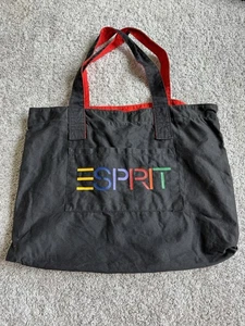 RARE VINTAGE 80s - 90s CANVAS ESPRIT BAG Black with multi-color letters - Picture 1 of 5