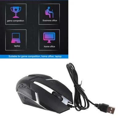 (Black)Gaming Mouse Wired RGB Mouse 1200 DPI Laptop PC Mouse With 3D Scroll - Image 1 of 4