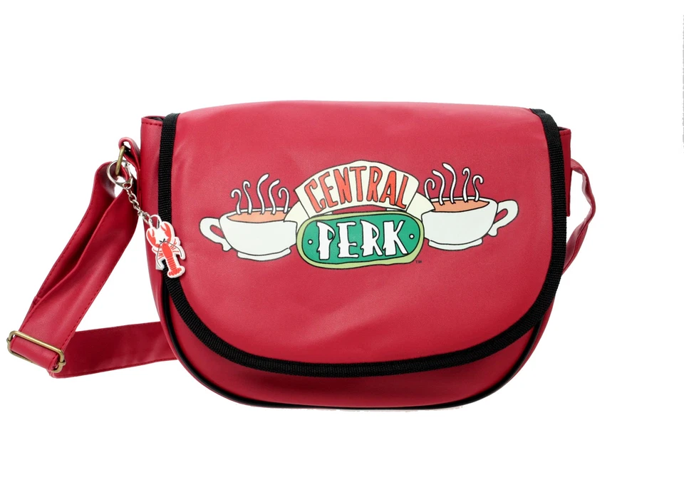 Friends Shoulder Saddle Bag Faux Red Leather With Central Perk Design NEW