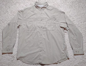 Columbia PFG Men's L Shirt Button Up Long Sleeve Vented Biege Fishing Omni-Shade - Picture 1 of 12