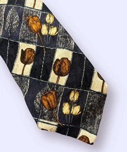 Vintage Ermenegildo Zegna Silk Geometric Floral Tie Necktie Made In Italy - Picture 1 of 6